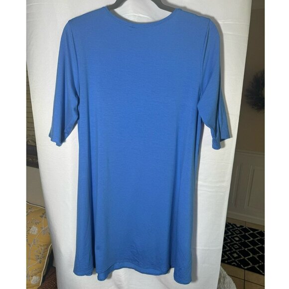 Eileen Fisher Canary Blue Soft Scoop Neck Relaxed Fit Tunic Top Womens L Tencel - Picture 4 of 10
